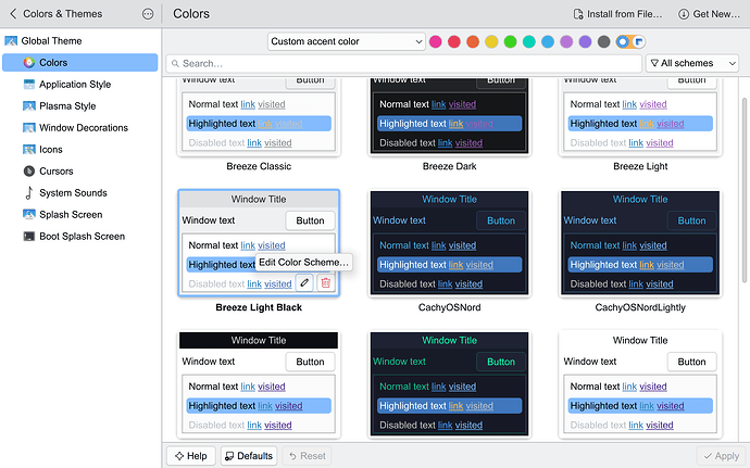 Edit Color Scheme